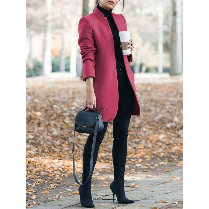 Women's standing collar long coat