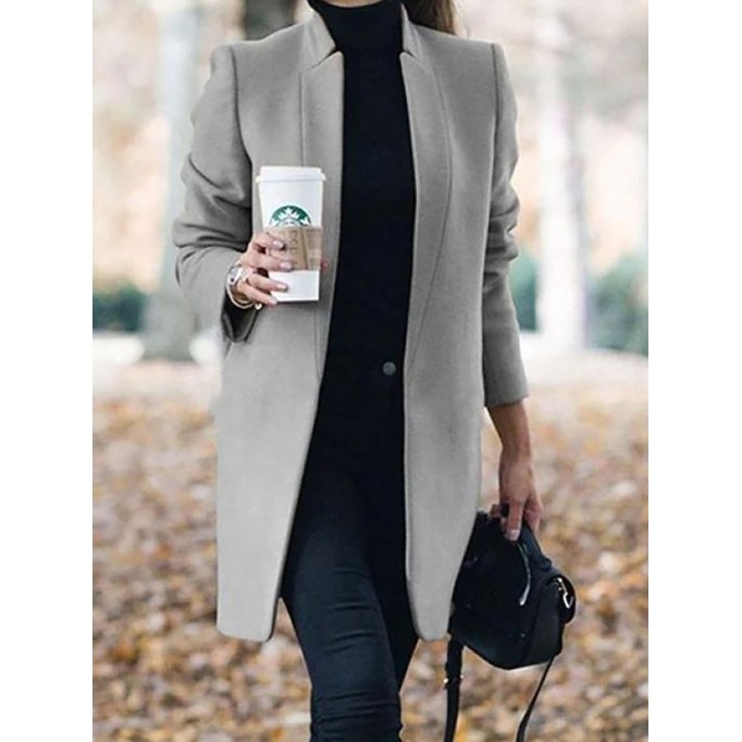 Women's standing collar long coat