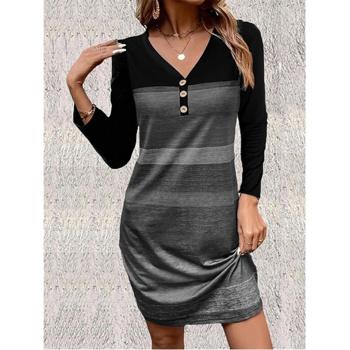 Women's Striped Printed Casual Dress