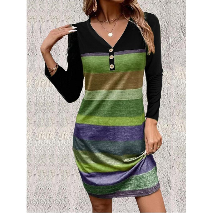 Women's Striped Printed Casual Dress