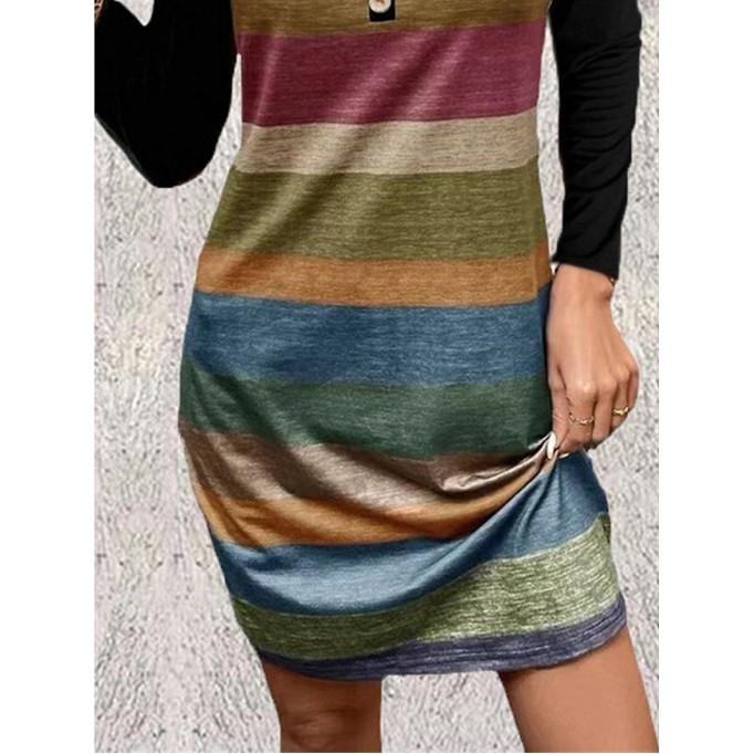 Women's Striped Printed Casual Dress