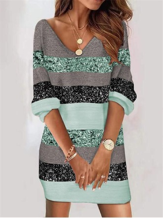 Women's striped printed dress