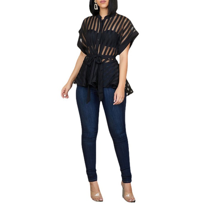 Women's transparent striped top