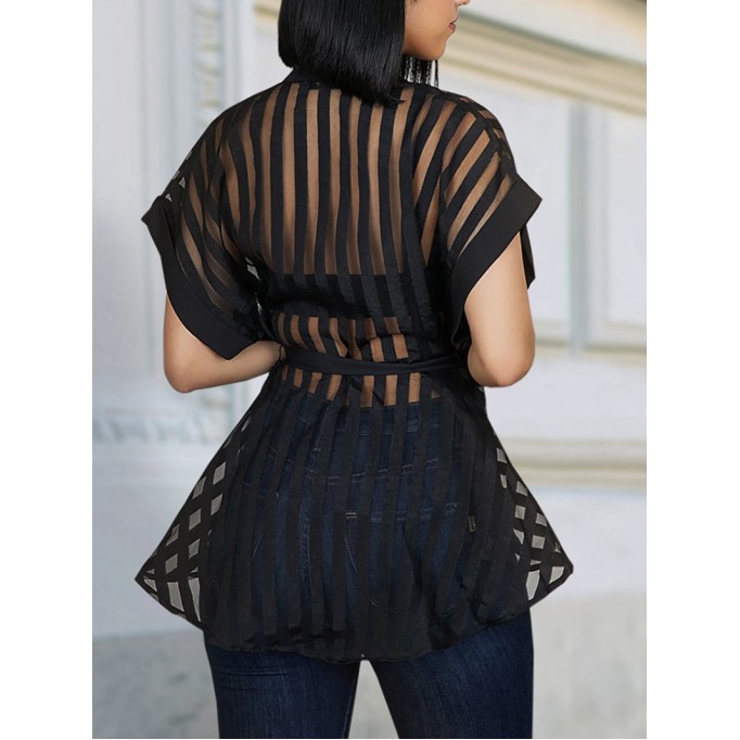 Women's transparent striped top