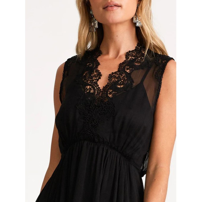 Women's V-neck printed lace dress