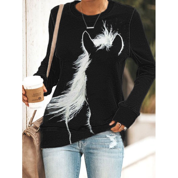 Women's Vintage Western Horse Silhouette Print Sweatshirt