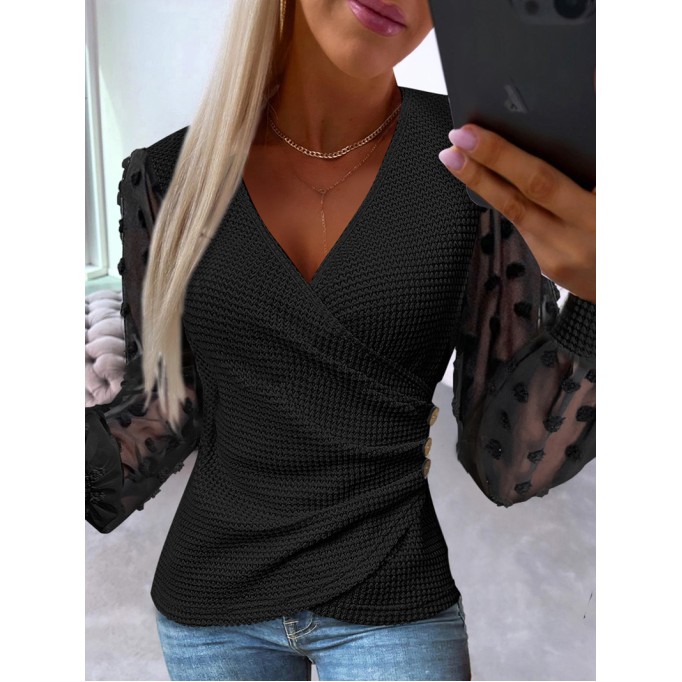 Women's Waffle Panel Mesh Top