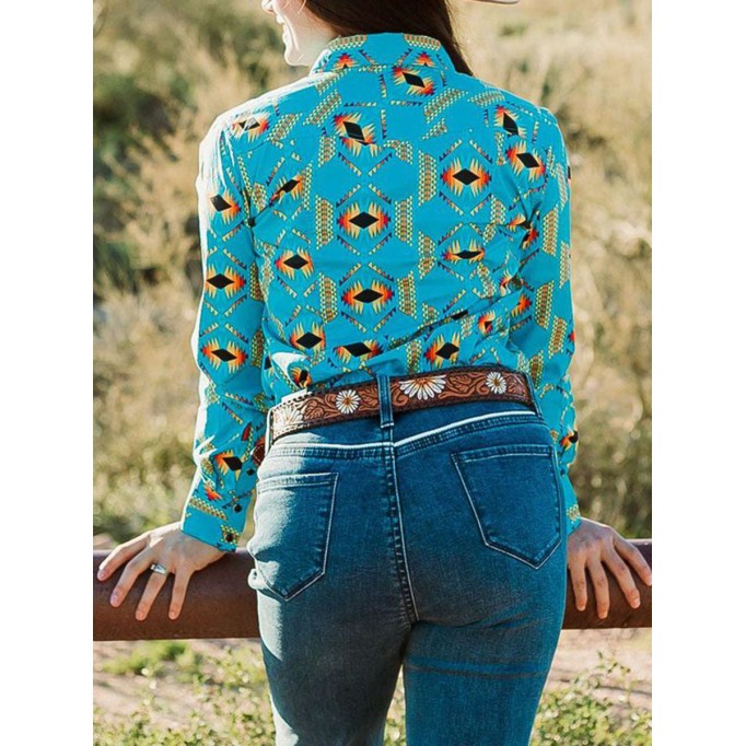 Women's Western Print Long Sleeve Shirt