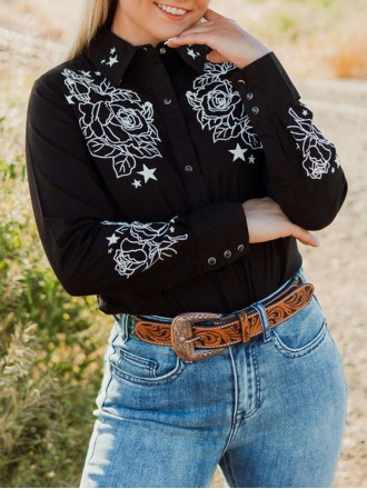 Women's Western Rose Print Shirt