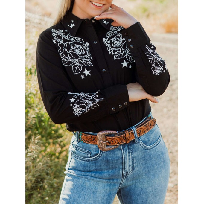 Women's Western Rose Print Shirt