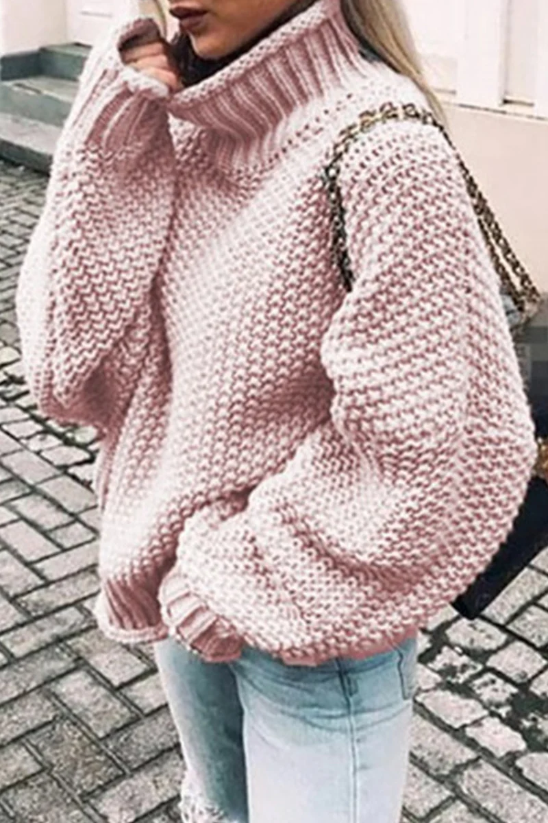 Fashion Casual Solid Patchwork Turtleneck Sweaters